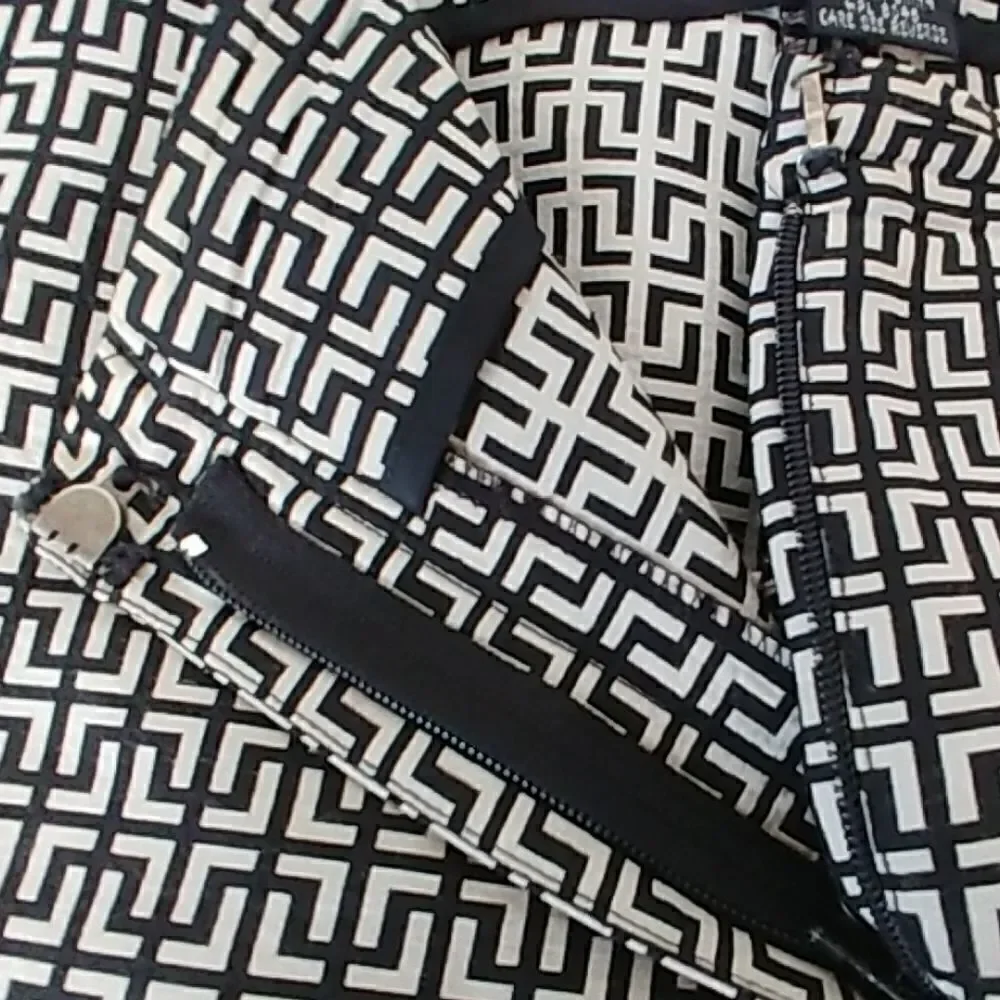I*N*C Mod Boho Black White Silk Geometric Pants